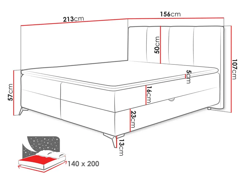 Thoros Komplett Sängpaket 140x200 cm Kontinentalsäng med Förvaring - Beige - Möbler - Säng - Kontinentalsäng