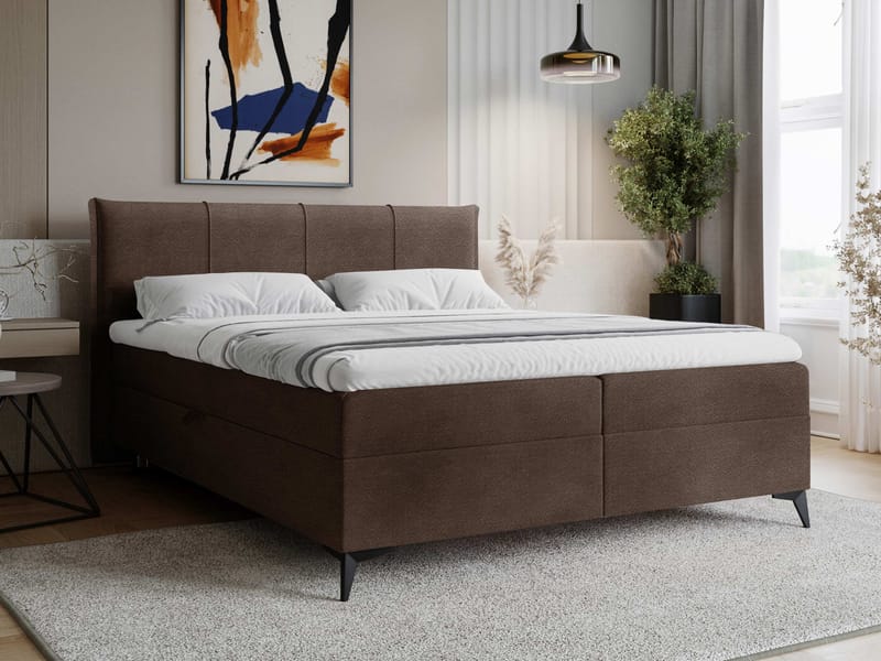 Thoros Komplett Sängpaket 160x200 cm Kontinentalsäng med Förvaring - Brun - Möbler - Säng - Kontinentalsäng