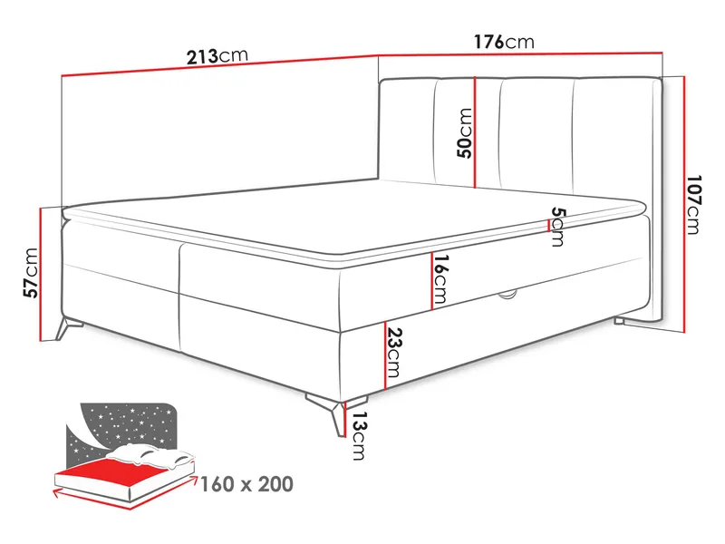 Thoros Komplett Sängpaket 160x200 cm Kontinentalsäng med Förvaring - Vit - Möbler - Säng - Kontinentalsäng