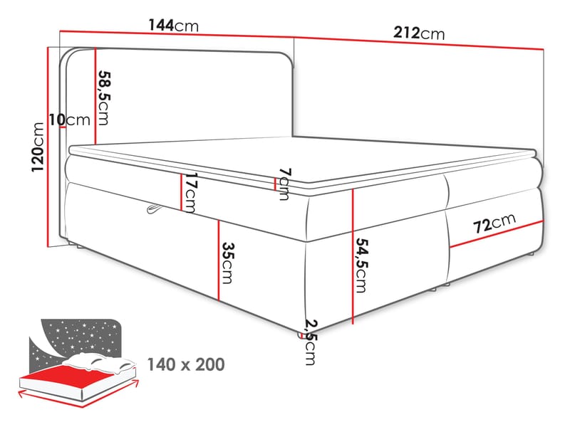 Thyrelis Sängpaket Kontinentalsäng 140x200 cm med Lyftförvaring - Ljusgrå - Möbler - Säng - Kontinentalsäng