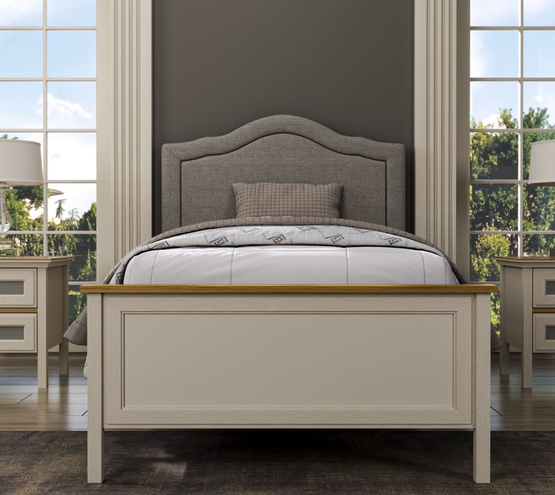 Tolina Sängram 100x200 cm - Crème, ek, grå - Möbler - Säng - Säng med förvaring