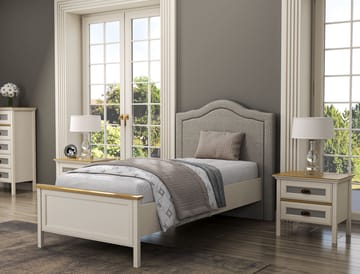 Tolina Sängram 100x200 cm - Crème, ek, grå - Möbler - Säng - Säng med förvaring