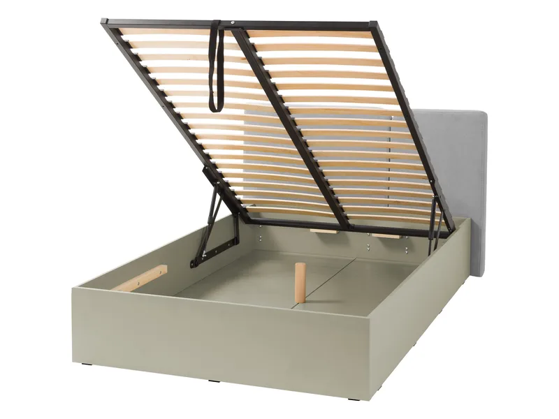 Travic Komplett Sängpaket med Förvaring 120x200 cm i Tyg med Sänggavel + Bäddmadrass - Ljusbeige - Möbler - Säng - Säng med förvaring