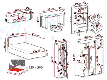 Travic Möbelset för Sovrum - Möbler - Säng - Möbelset för sovrum