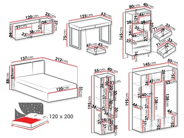 Travic Möbelset för Sovrum - Möbler - Säng - Möbelset för sovrum