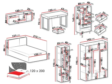 Travic Möbelset för Sovrum - Möbler - Säng - Möbelset för sovrum