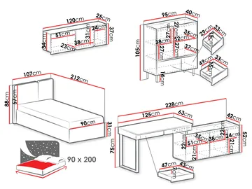 Travic Möbelset för Sovrum - Möbler - Säng - Möbelset för sovrum
