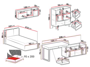 Travic Möbelset för Sovrum - Möbler - Säng - Möbelset för sovrum
