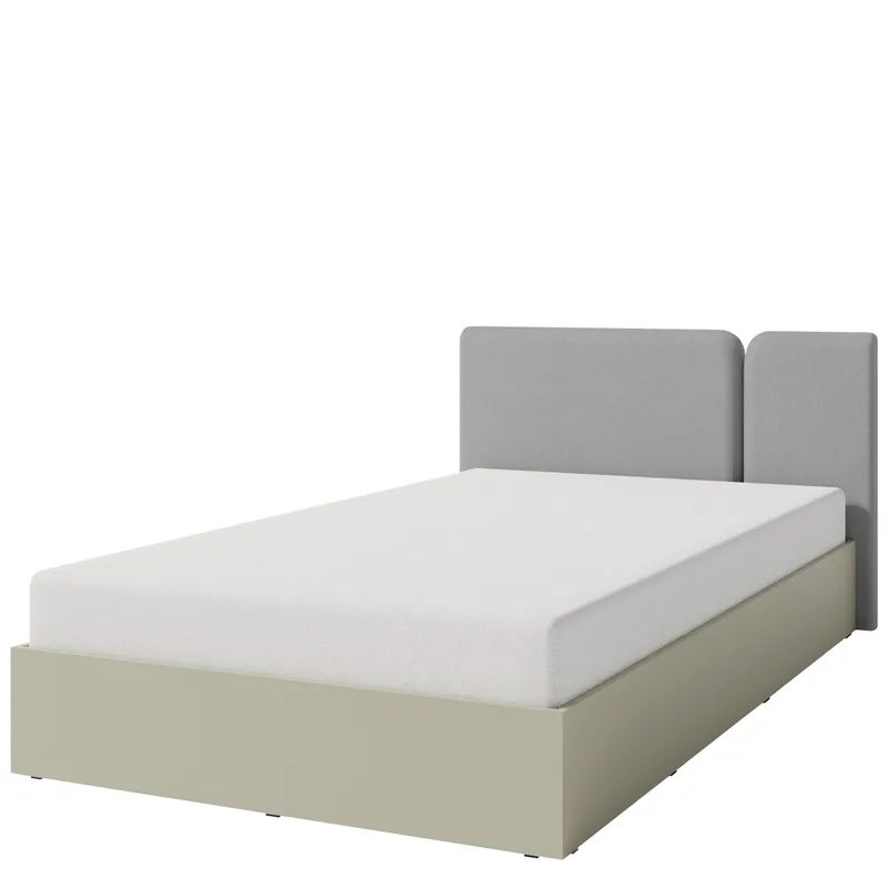 Travic Sängram 120x200 cm i Tyg och Mörkt Trä med Sänggavel - Greige - Möbler - Säng - Säng med förvaring