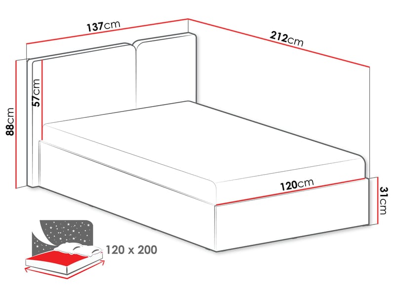 Travic Sängram 120x200 cm - Möbler - Säng - Säng med förvaring
