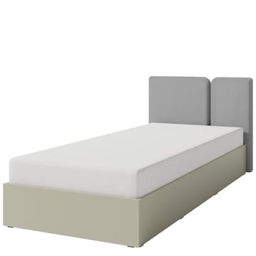 Travic Sängram 90x200 cm i Tyg och Ljust Trä med Sänggavel - Greige - Möbler - Säng - Säng med förvaring