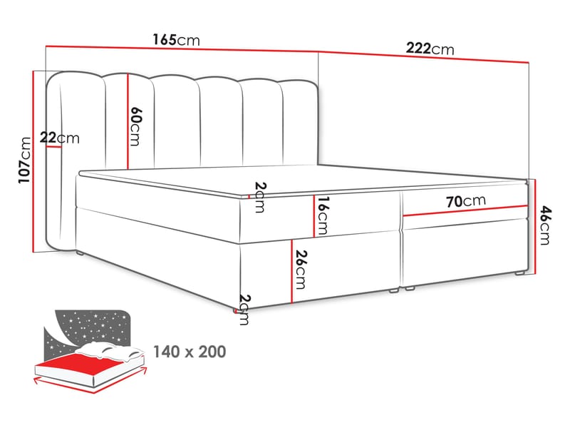 Varlen Komplett Sängpaket Kontinentalsäng med förvaring 140x200 cm - brun - Möbler - Säng - Kontinentalsäng