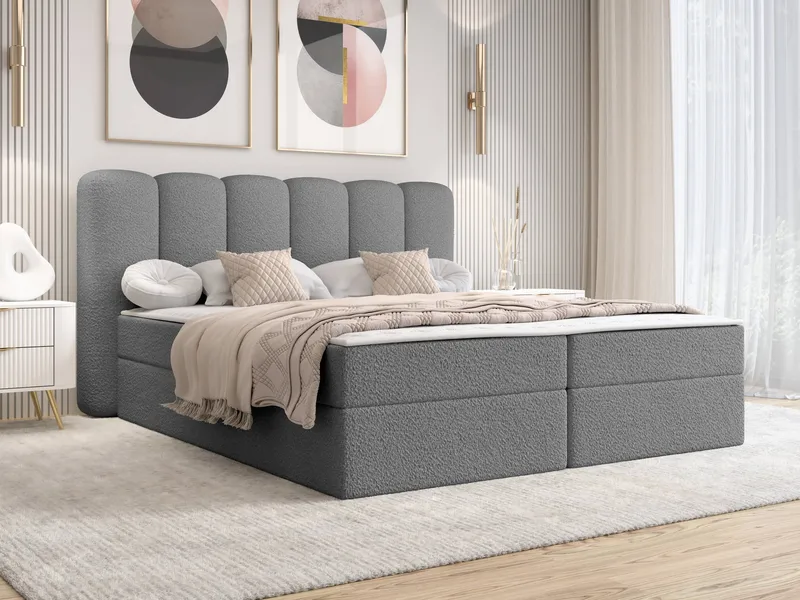 Varlen Komplett Sängpaket Kontinentalsäng med förvaring 160x200 cm - grå - Möbler - Säng - Kontinentalsäng