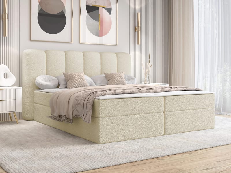 Varlen Komplett Sängpaket Kontinentalsäng med förvaring 180x200 cm - beige - Möbler - Säng - Kontinentalsäng