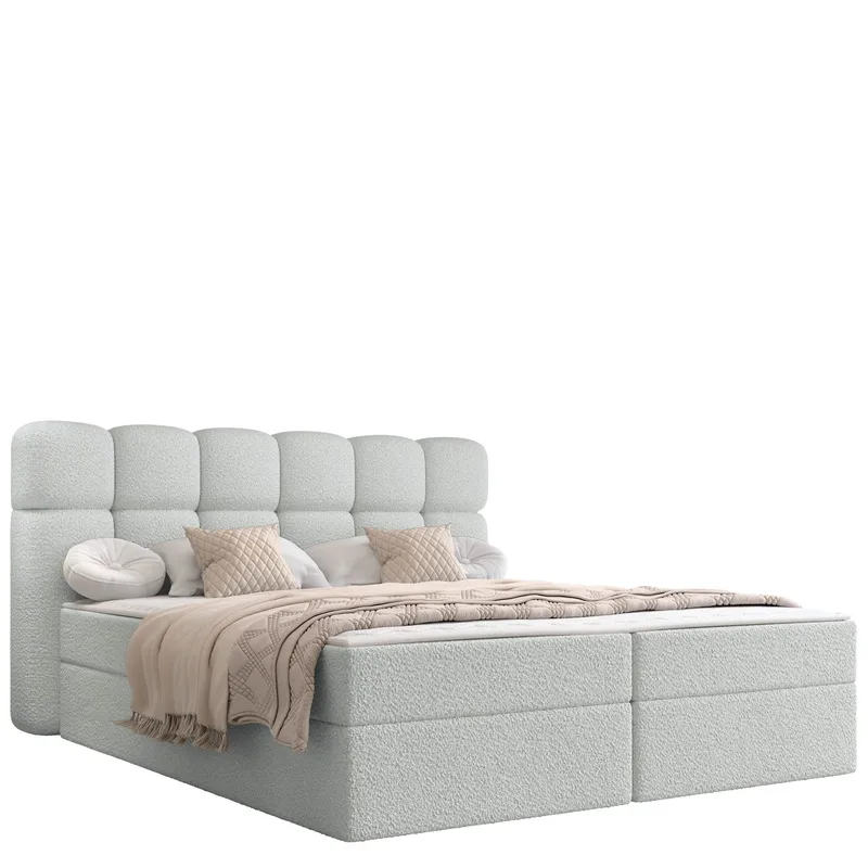 Varlen Komplett Sängpaket Kontinentalsäng med förvaring 180x200 cm Rutad, grå
