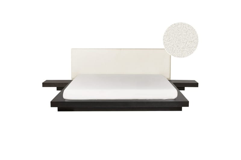 Vattensäng Zen, Mörk trä, vit, 180x200 cm