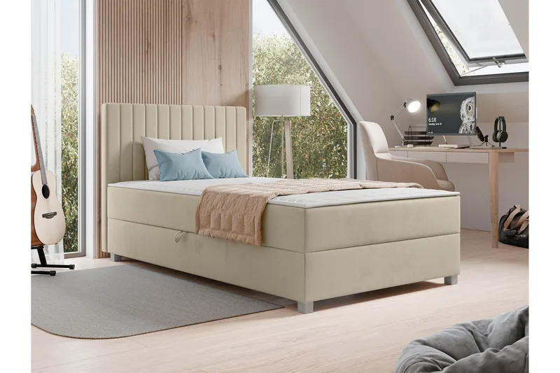 Veyran Sängpaket Kontinentalsäng med Förvaring 120x200 cm - Beige - Möbler - Säng - Kontinentalsäng