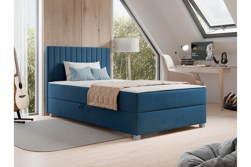 Veyran Sängpaket Kontinentalsäng med Förvaring 120x200 cm - Blå - Möbler - Säng - Kontinentalsäng