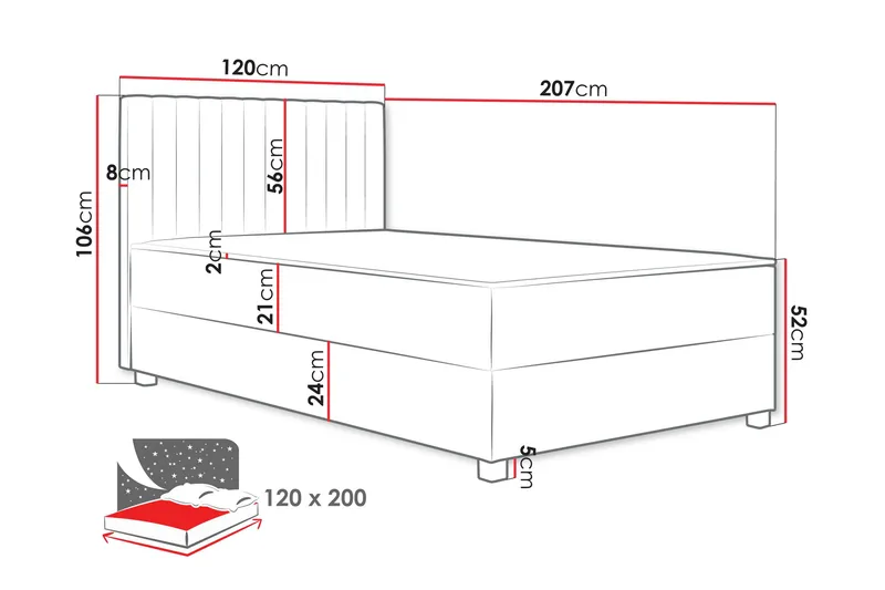 Veyran Sängpaket Kontinentalsäng med Förvaring 120x200 cm - Blå - Möbler - Säng - Kontinentalsäng