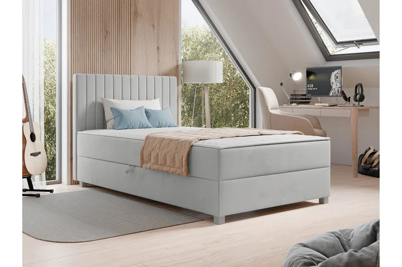 Veyran Sängpaket Kontinentalsäng med Förvaring 120x200 cm - Grå - Möbler - Säng - Kontinentalsäng