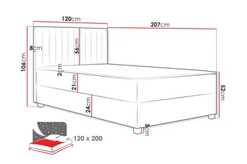 Veyran Sängpaket Kontinentalsäng med Förvaring 120x200 cm - Grå - Möbler - Säng - Kontinentalsäng