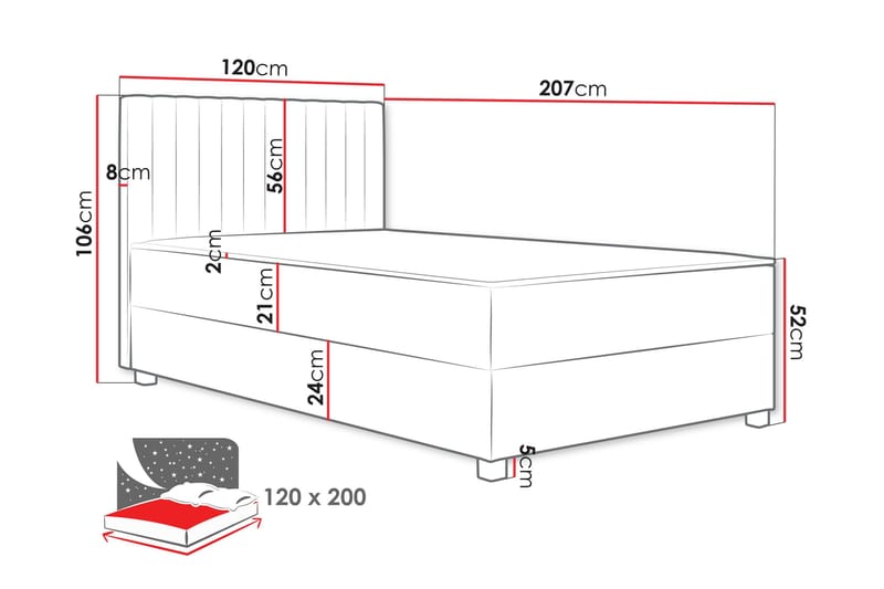 Veyran Sängpaket Kontinentalsäng med Förvaring 120x200 cm - Rosa - Möbler - Säng - Kontinentalsäng