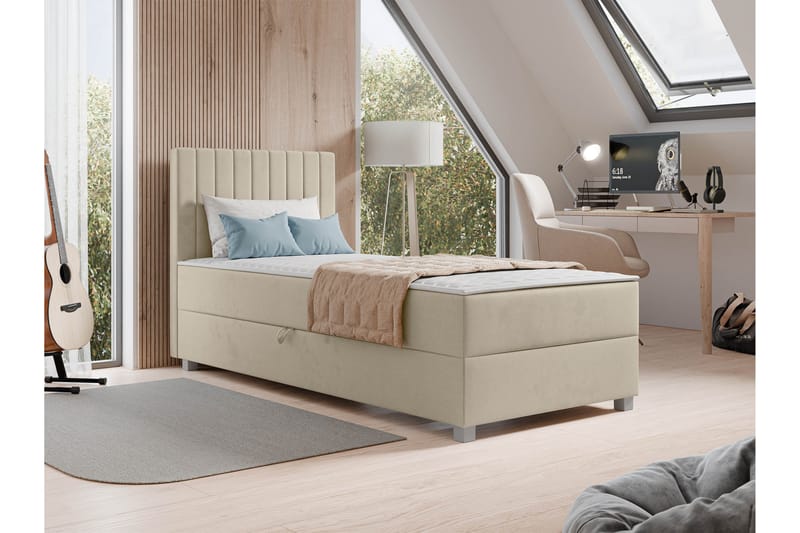 Veyran Sängpaket Kontinentalsäng med Förvaring 90x200 cm - Beige - Möbler - Säng - Kontinentalsäng