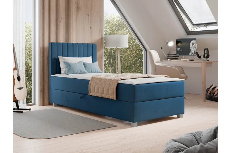 Veyran Sängpaket Kontinentalsäng med Förvaring 90x200 cm - Blå - Möbler - Säng - Kontinentalsäng