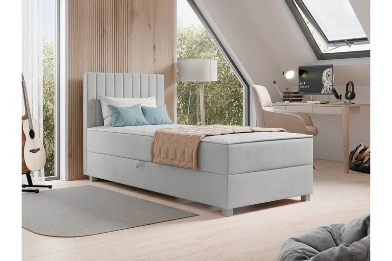 Veyran Sängpaket Kontinentalsäng med Förvaring 90x200 cm - Grå - Möbler - Säng - Kontinentalsäng