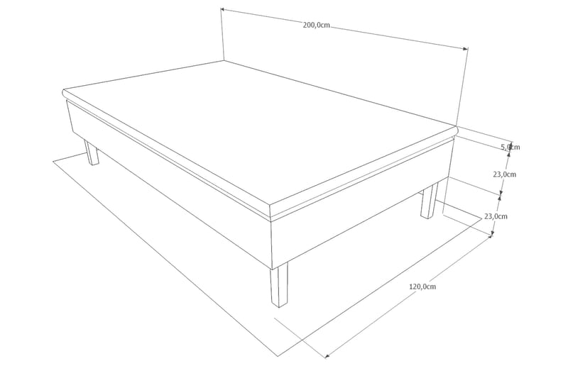 Viken Bas Ramsäng 120x200 - Ancona Grå - Möbler - Säng - Enkelsäng