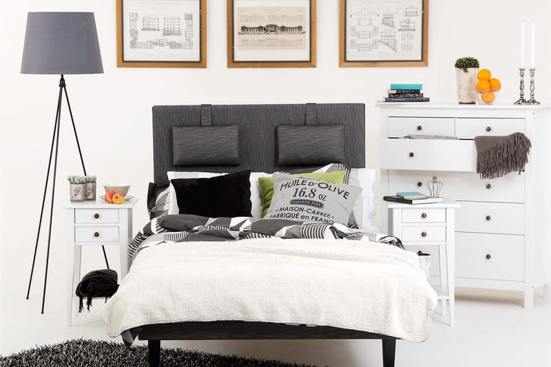 Viken Komplett Sängpaket – Ramsäng 120x200 cm med Sänggavel + Bäddmadrass med Fasthetsgrad Fast - Grå - Möbler - Säng - Enkelsäng