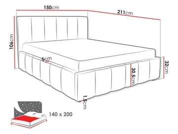 Vinvik Sängram med Förvaring 140x200 cm i Bouclé med Trästativ - Vit - Möbler - Säng - Säng med förvaring