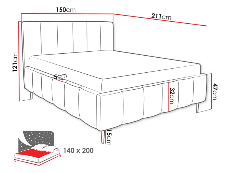 Vinvik Sängram med förvaring 140x200 cm - Möbler - Säng - Säng med förvaring