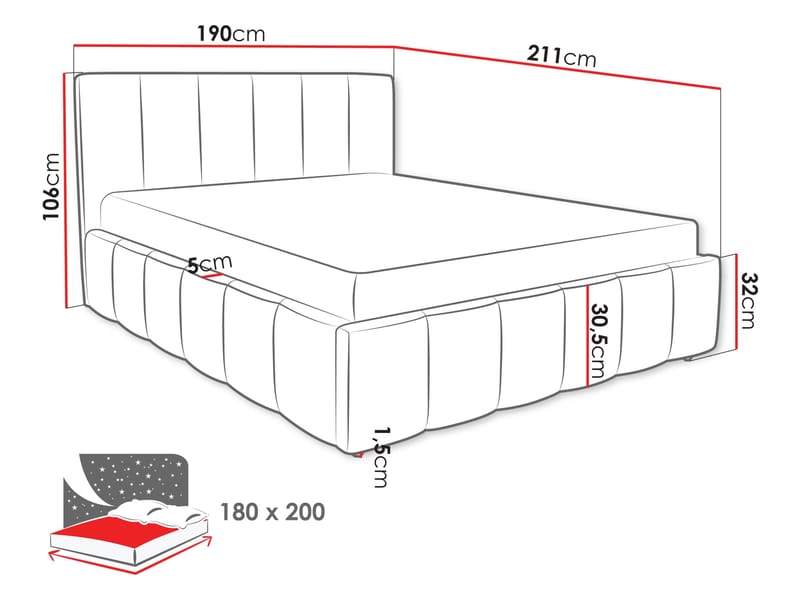 Vinvik Sängram med förvaring 180x200 cm - beige - Möbler - Säng - Säng med förvaring