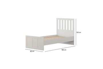 Vyric Sängram 90x190 cm i Målat Trä med Sänggavel - Vit - Möbler - Säng - Sängram & sängstomme