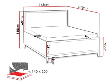 Zeylor Sängram 140x200 cm - Beige - Möbler - Säng - Säng med förvaring