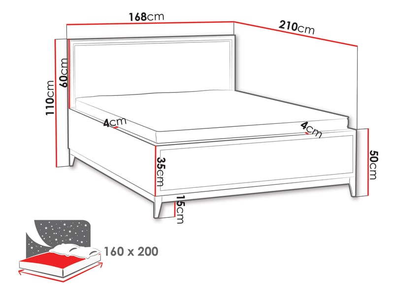 Zeylor Sängram 160x200 cm - Beige - Möbler - Säng - Säng med förvaring