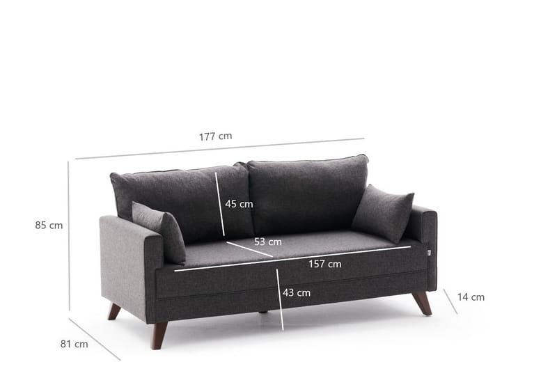 2-sits Soffa Burundi - Antracit/Natur - 2 sits soffa