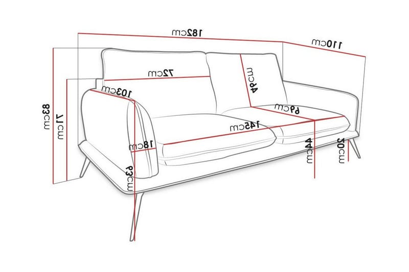 2-sits Soffa Graystone - 2 sits soffa