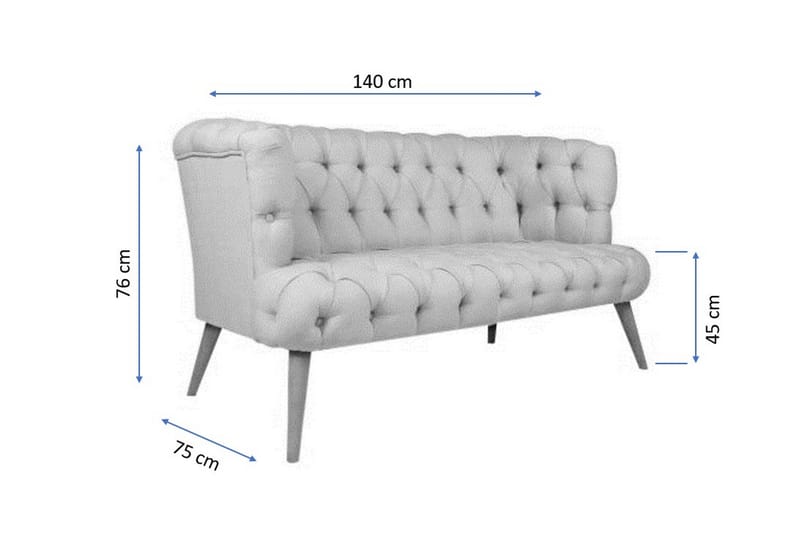 2-sits Soffa Kiroli - Gul/Natur - 2 sits soffa