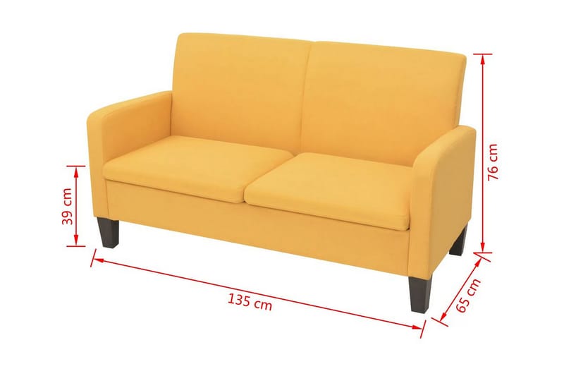 2-sitssoffa 135x65x76 cm gul - Gul - 2 sits soffa