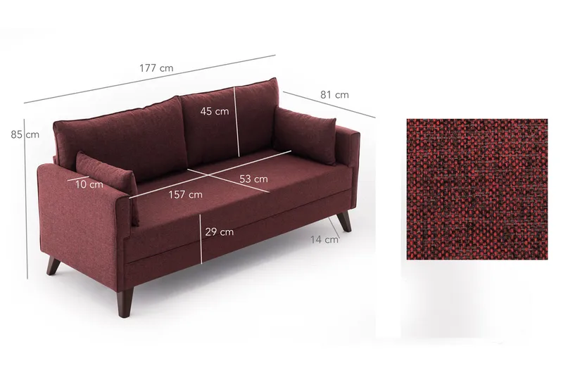 Antigua Soffa 2-sits - Röd - Möbler - Soffa - 2 sits soffa