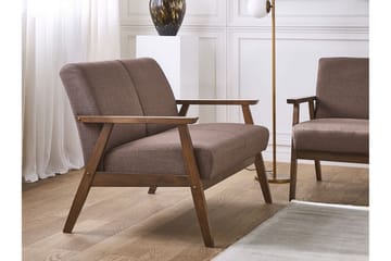 Asnes 2-sits Soffa i Tyg med Träram - Brun - Möbler - Soffa - 2 sits soffa