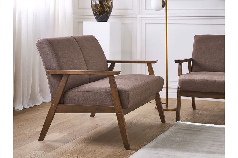 Asnes 2-sits Soffa i Tyg med Träram - Brun - Möbler - Soffa - 2 sits soffa