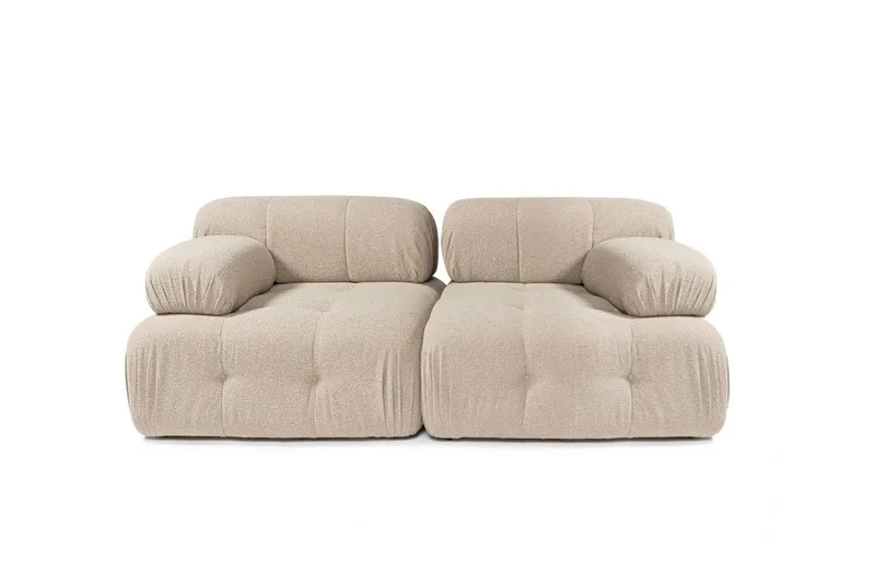 Belgin Bubblig Soffa 2-sits med fasta armstöd, Peach