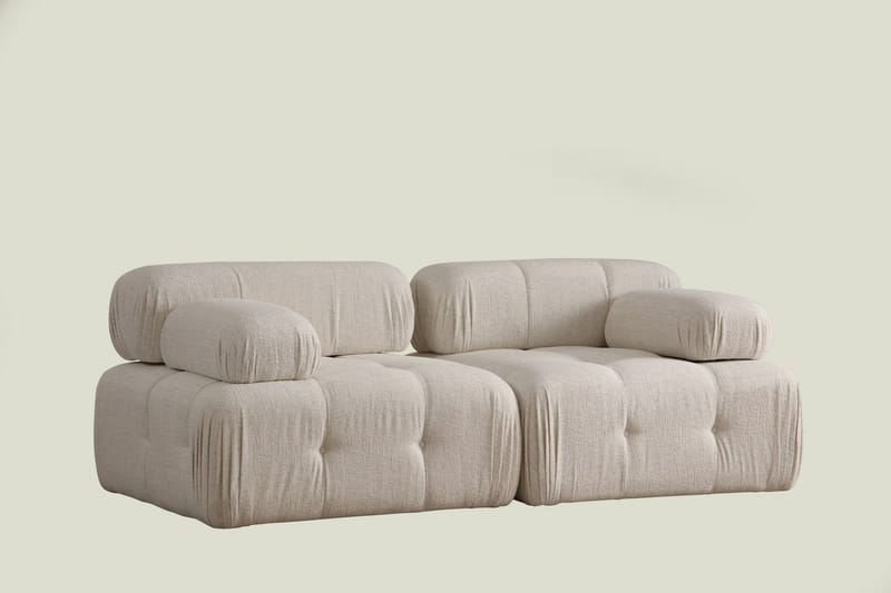 Bubblig Djup Soffa 2-sits Belgin med fasta armstöd - Ljusbeige - Möbler - Soffa - 2 sits soffa