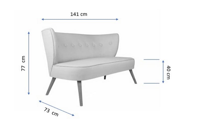 Clivocast Djup 2-sits Soffa i Tyg med Träben - Grå - Möbler - Soffa - 2 sits soffa