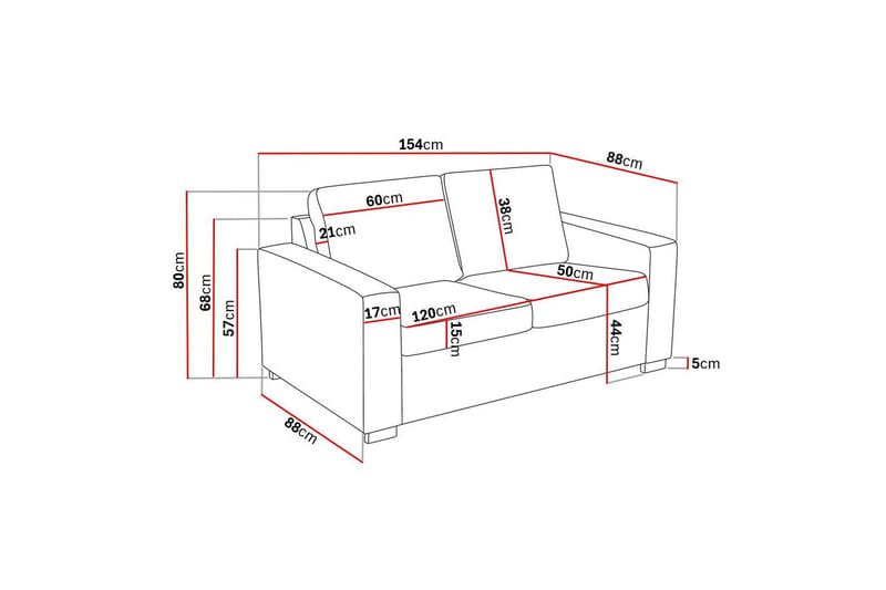 Crazy 2-sits Tygsoffa - Grå - Möbler - Soffa - 2 sits soffa