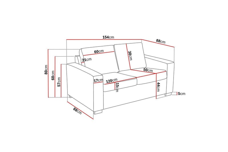 Crazy 2-sits Tygsoffa - Mörkgrå - Möbler - Soffa - 2 sits soffa