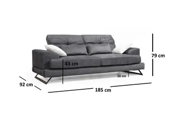 Killem 2-sits Soffa med Låga Armstöd och Vinklade Ben i Tyg - Antracit - Möbler - Soffa - 2 sits soffa